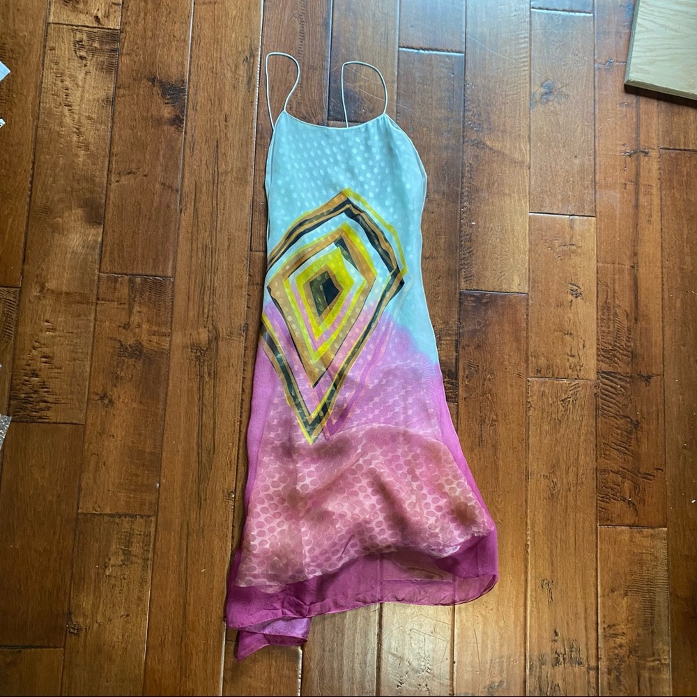 Multicolored sheer and strappy dress size 6